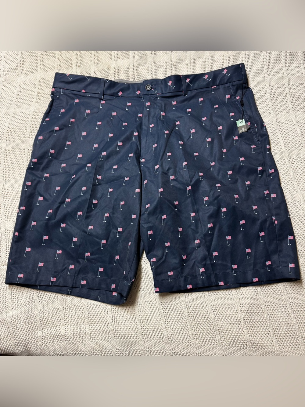 Men's Walter Hagen Navy Golf Shorts with USA Tee Flag Print